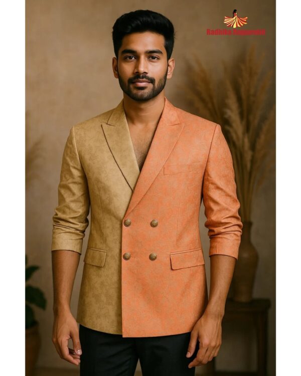 Pastel Dual-Tone Designer Blazer – Sophisticated Party & Bridal Wear for Men - Radhika Rajpurohit Designer Studio
