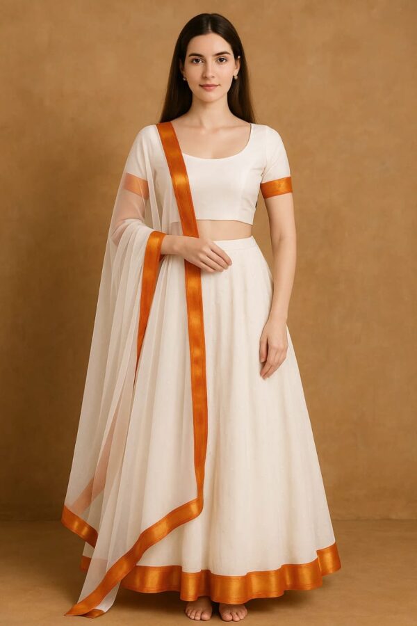 Custom Pleated Chanderi Lehenga with Zari Borders – By Radhika Rajpurohit Designer
