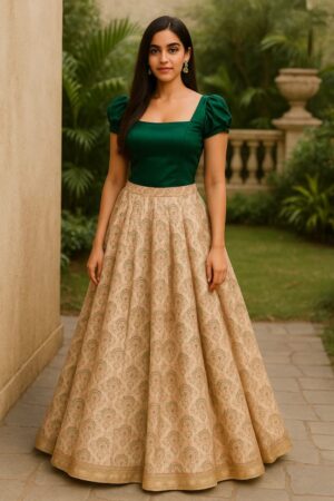 Custom Designer Banaras & Natural Crepe Lehenga with Cord Set – Party & Bridal Wear