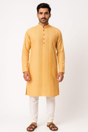 Custom Designer Kurta with Pleats in Pastel Mangalagiri Cotton – Bridal & Party Wear