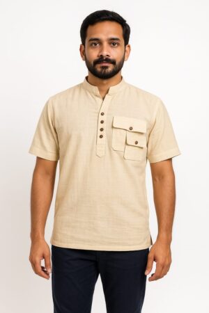 Custom Designer Linen Cotton Shirt with Pocket – Pastel Color | Casual & Party Wear