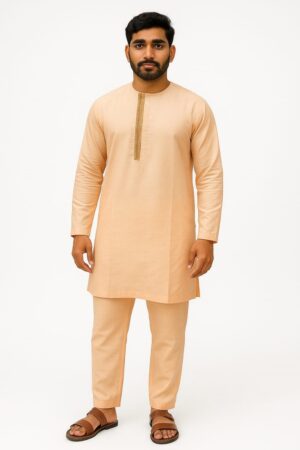 Custom Designer Raw Silk Kurta with Pant – Embellished Bridal & Party Wear for Men