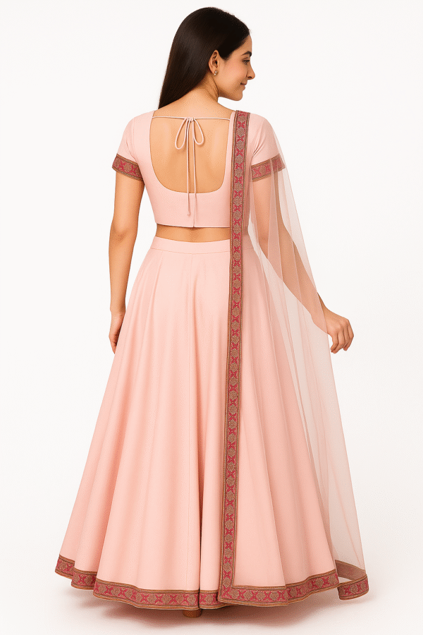 Custom Designer Silk Umbrella Lehenga with Embellished Border by Radhika Rajpurohit - Image 2