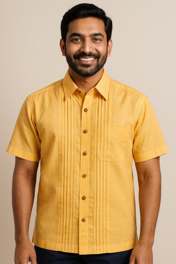 Sunshine Yellow Mangalagiri Cotton Designer Shirt – Radhika Rajpurohit