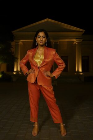 Banarasi Red Blazer Set