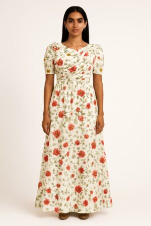 Floral White One-Piece Dress