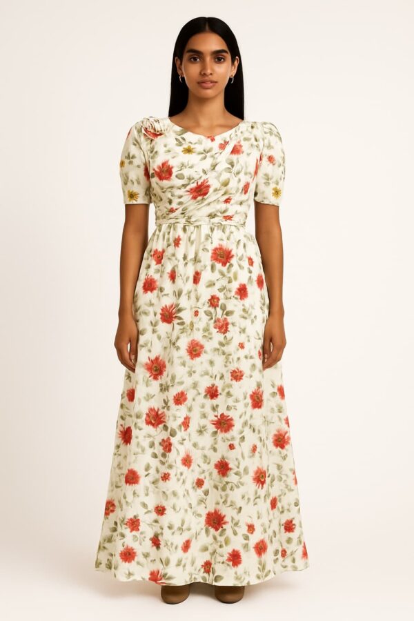 Floral White One-Piece Dress